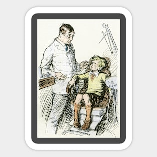 Vintage Science and Medicine, Dentist with a Boy in the Chair Sticker